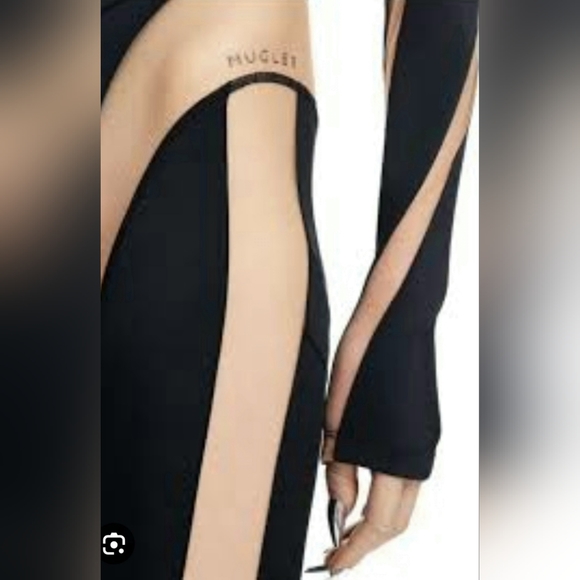 NWT HM X Mugler Mesh-paneled Stirrup Leggings, H&M sz 4 - Picture 2 of 5